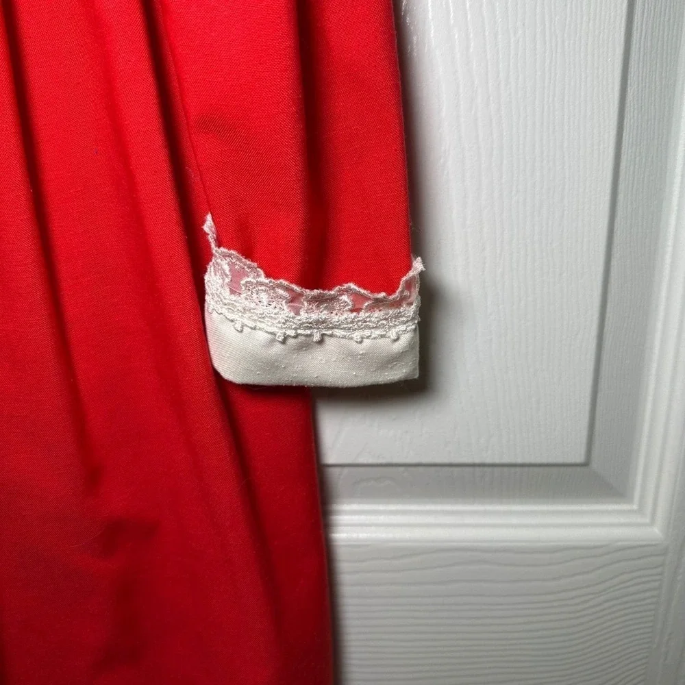 Vintage Mini World Red‎ Pleated Dress Lace Collar Bow Girls 8 Holiday USA